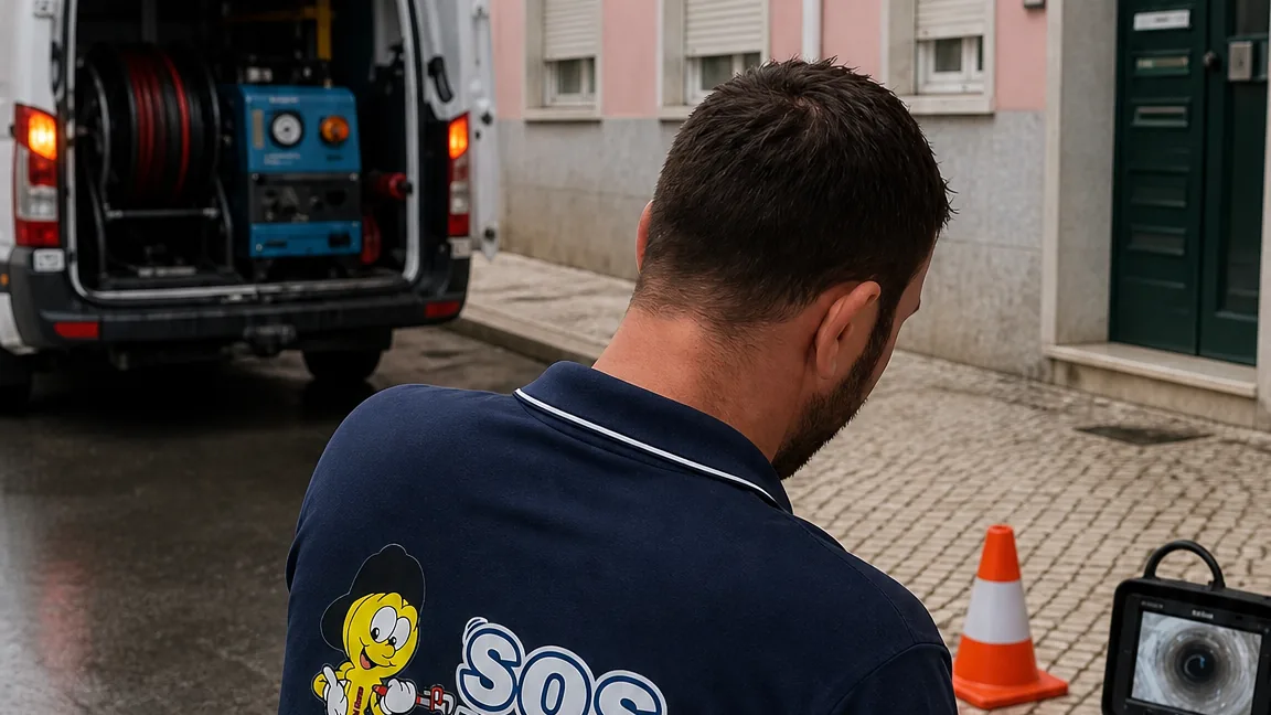 Inspeção vídeo de tubagens com câmara CCTV e monitor de controlo