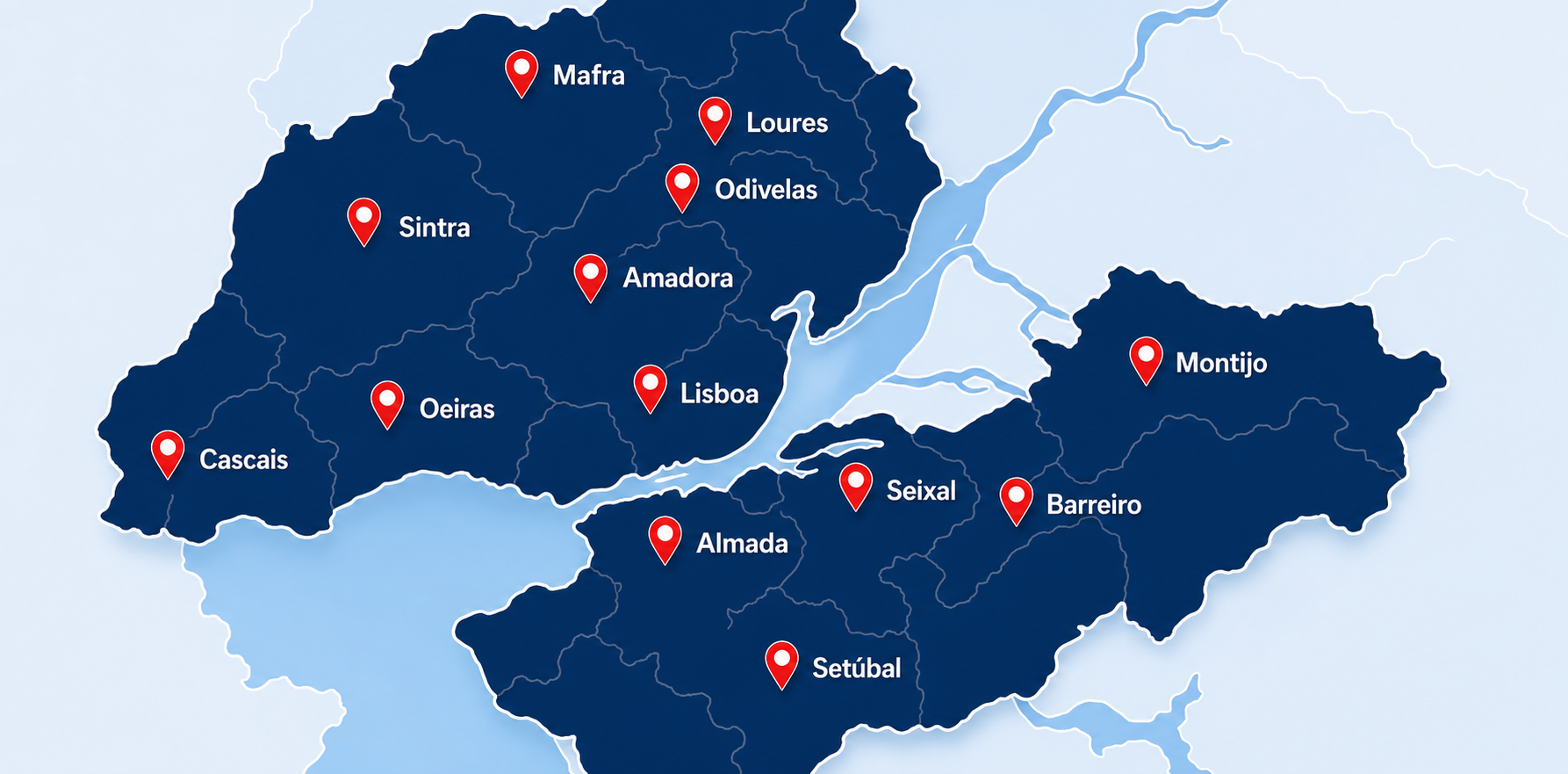 Mapa da Grande Lisboa — área de cobertura da SOS Multiassistência